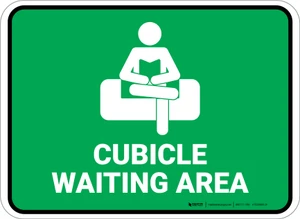 Cubicle Waiting Area Green Rectangle - Floor Sign