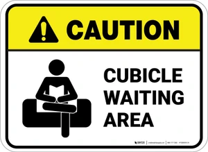 Caution: Cubicle Waiting Area Rectangle - Floor Sign