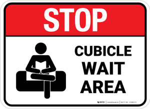 Stop: Cubicle Wait Area Rectangle - Floor Sign