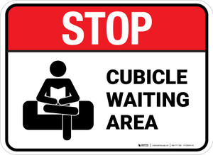 Stop: Cubicle Waiting Area Rectangle - Floor Sign
