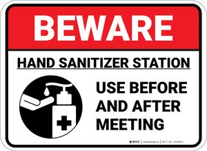 Beware Use Before And After Meeting Rectangle - Floor Sign