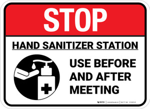 Stop: Use Before And After Meeting Rectangle - Floor Sign