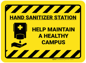 Help Maintain A Healthy Campus Rectangle Yellow/Black - Floor Sign