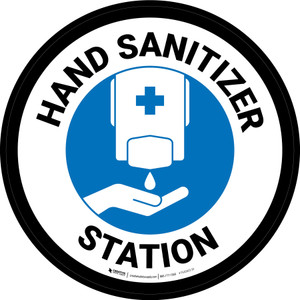 Hand Sanitizer Station Blue Circular - Floor Sign