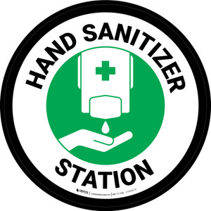 Hand Sanitizer Station Green Circular - Floor Sign