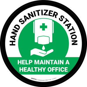 Help Maintain A Healthy Office Hand Sanitizer Green Circular - Floor Sign