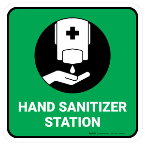 Hand Sanitizer Station Green Square - Floor Sign