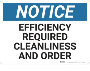 Notice: Housekeeping Efficiency Clean Order - Wall Sign