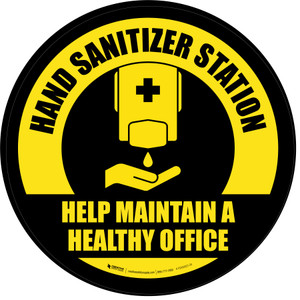 Help Maintain A Healthy Office Circular Yellow/Black - Floor Sign