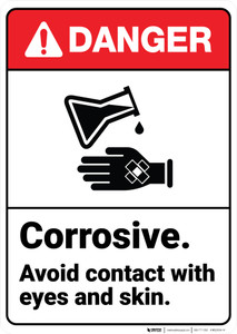 Danger: Corrosive Avoid Contact ANSI - Wall Sign