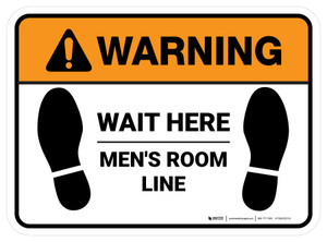 Warning: Wait Here - Men Room Line Rectangle - Floor Sign