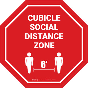 Stop Sign - Cubicle Social Distance Zone - Floor Sign