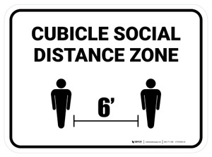 Cubicle Social Distance Zone White Rectangle - Floor Sign