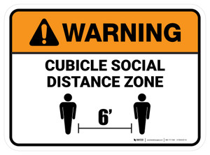 Warning: Cubicle Social Distance Zone Rectangle - Floor Sign