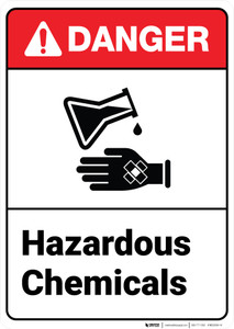 Danger: Hazardous Chemicals ANSI - Wall Sign