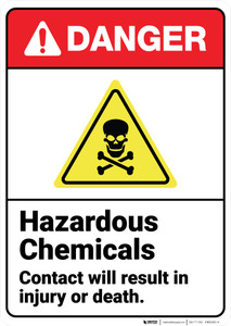 Danger: Hazardous Chemicals Avoid Contact ANSI - Wall Sign