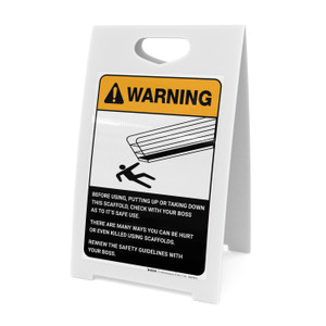 Warning: Check Scaffold Before Use with Graphic Portrait ANSI - A-Frame Sign