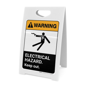 Warning: Electrical Hazard Keep Out with Graphic Portrait ANSI - A-Frame Sign