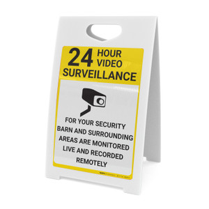 24 Hour Video Surveillance Barn is Monitored with Icon Portrait - A-Frame Sign