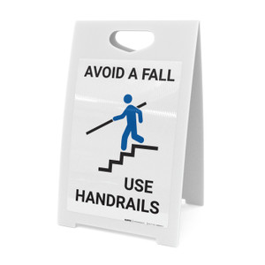 Avoid A Fall Use Handrails with Icon Portrait - A-Frame Sign