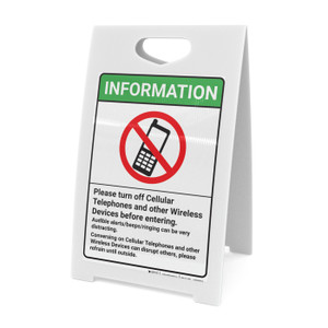 Information Please Turn Off Cellular Telephones with Icon Portrait - A-Frame Sign