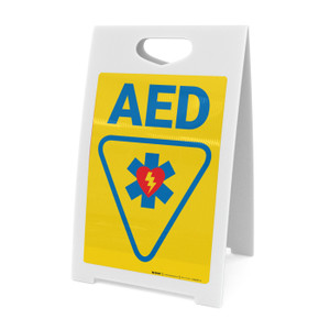 AED with Icon and Arrow Portrait - A-Frame Sign