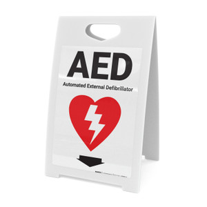 AED with Icon Yellow Portrait - A-Frame Sign