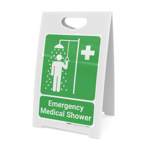 Emergency Medical Shower with Icons Portrait - A-Frame Sign