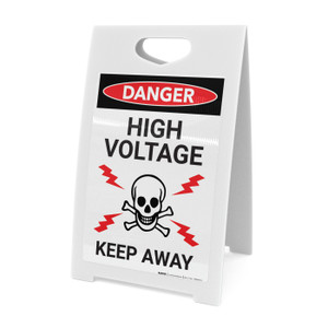 Danger: High Voltage Skull and Lightning Portrait - A-Frame Sign