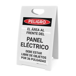 Danger: Spanish Area In Front Of Electrical Panel Portrait - A-Frame Sign