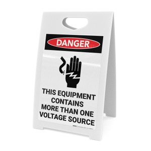Danger: This Equipment Contains More Than One Voltage Sources with Graphic Portrait - A-Frame Sign
