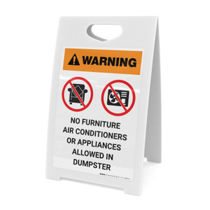 Warning: No Furniture Air Conditioners Or Appliances Allowed In Dumpster with Icons Portrait - A-Frame Sign