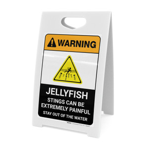Warning: Jellyfish Stings Can Be Painful Stay Out Of Water with Icon Portrait - A-Frame Sign