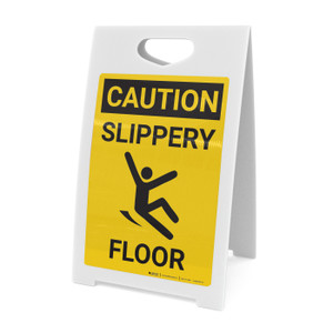 Caution: Slippery Floor with Icon Portrait - A-Frame Sign Caution: Slippery Floor with Icon Portrait - A-Frame Sign