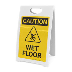Caution: Wet Floor with Icon Portrait - A-Frame Sign