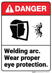 Danger: Welding Arc Wear Eye Protection ANSI - Wall Sign