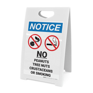 Notice: No Peanuts Tree Nuts Crustaceans Smoking with Icon Portrait - A-Frame Sign