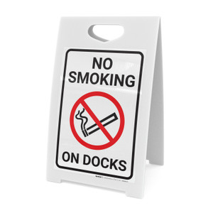 No Smoking On Docks with Icon Portrait - A-Frame Sign