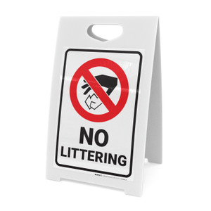 No Littering with Icon Portrait - A-Frame Sign