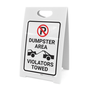 Dumpster Area Violators Towed with Icons Portrait - A-Frame Sign