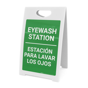 Eyewash Station Portrait No Icon Bilingual Spanish - A-Frame Sign