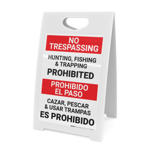 No Trespassing: Bilingual Spanish Posted Private Property Portrait - A-Frame Sign