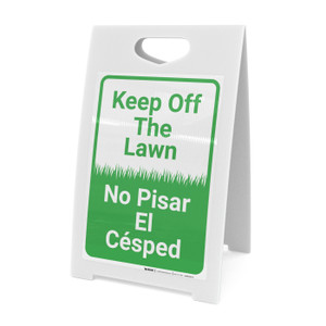 Keep Off The Lawn Bilingual Spanish Portrait - A-Frame Sign