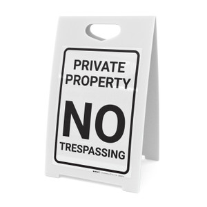 Private Property No Trespassing Black and White Portrait - A-Frame Sign