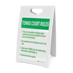 Tennis Court Rules: Six Rules Bulleted List Portrait - A-Frame Sign