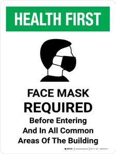 Health First: Face Mask Required Portrait - Wall Sign