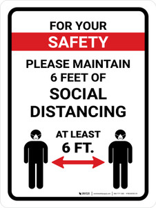 For Your Safety Maintain Social Distancing Portrait - Wall Sign