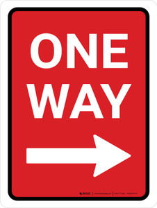 One Way (Red) Right Arrow Portrait - Wall Sign