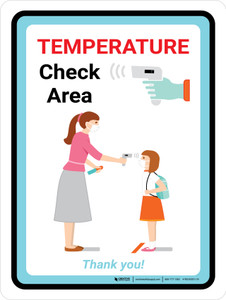 Temperature Check Area - Back to School Portrait - Wall Sign
