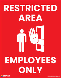 Restricted Area Employees Only (Red with Icon) - Poster